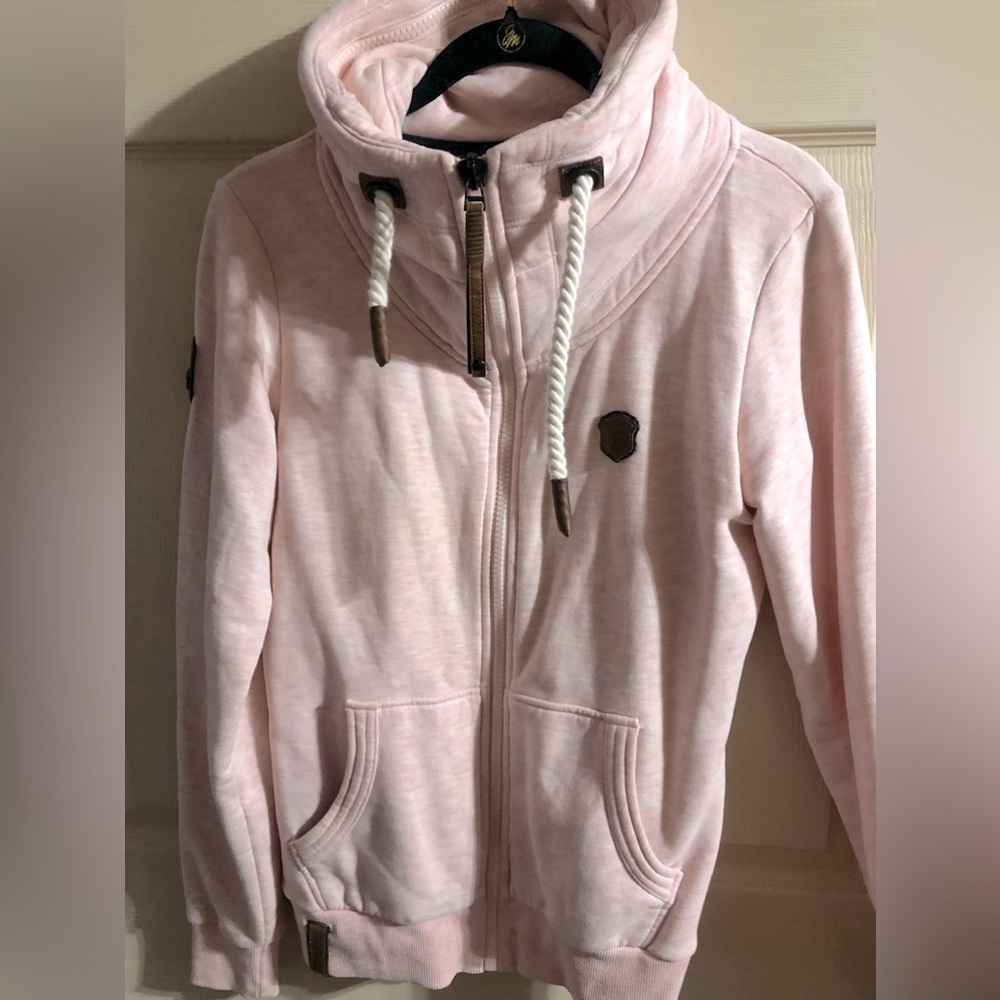 Beautiful pale pink zip up Naketano hoodie